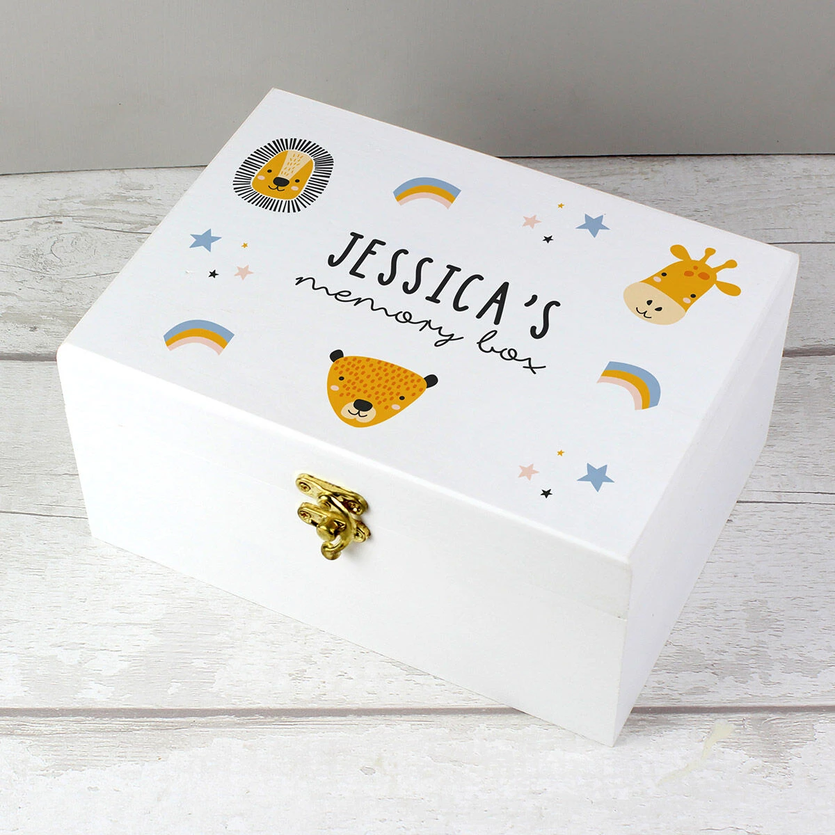 Personalised ‘Zoo’ White Wooden Keepsake Box 3 Personalised ‘Zoo’ White Wooden Keepsake Box