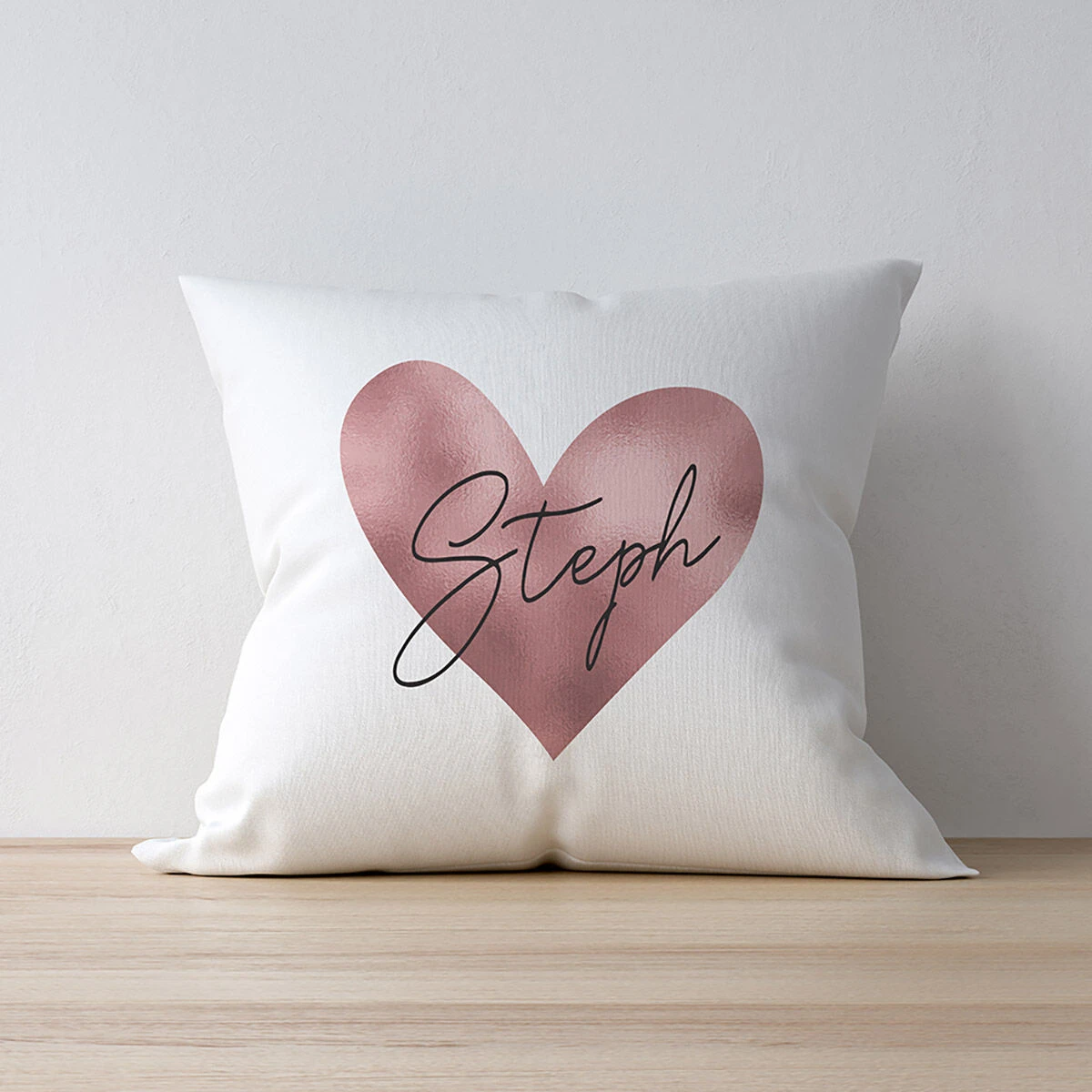 Personalised Rose Gold Heart Name Only Cushion 3 Personalised Rose Gold Heart Name Only Cushion