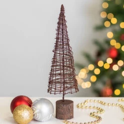 East Of India Rusty Wire Cone Christmas Tree