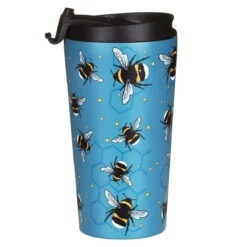 Eco Chic Blue Bees Stainless Steel Travel Coffee Cup -Yanke Home Shop eco chic n01 blue bees stainless steel travel coffee cup 02m