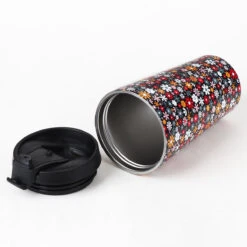 Eco Chic Black Ditsy Flowers Stainless Steel Travel Coffee Cup -Yanke Home Shop eco chic n014 disty black flowers stainless steel travel coffee cup 01b