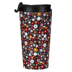 Eco Chic Black Ditsy Flowers Stainless Steel Travel Coffee Cup -Yanke Home Shop eco chic n014 disty black flowers stainless steel travel coffee cup 03