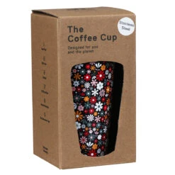 Eco Chic Black Ditsy Flowers Stainless Steel Travel Coffee Cup -Yanke Home Shop eco chic n014 disty black flowers stainless steel travel coffee cup 04