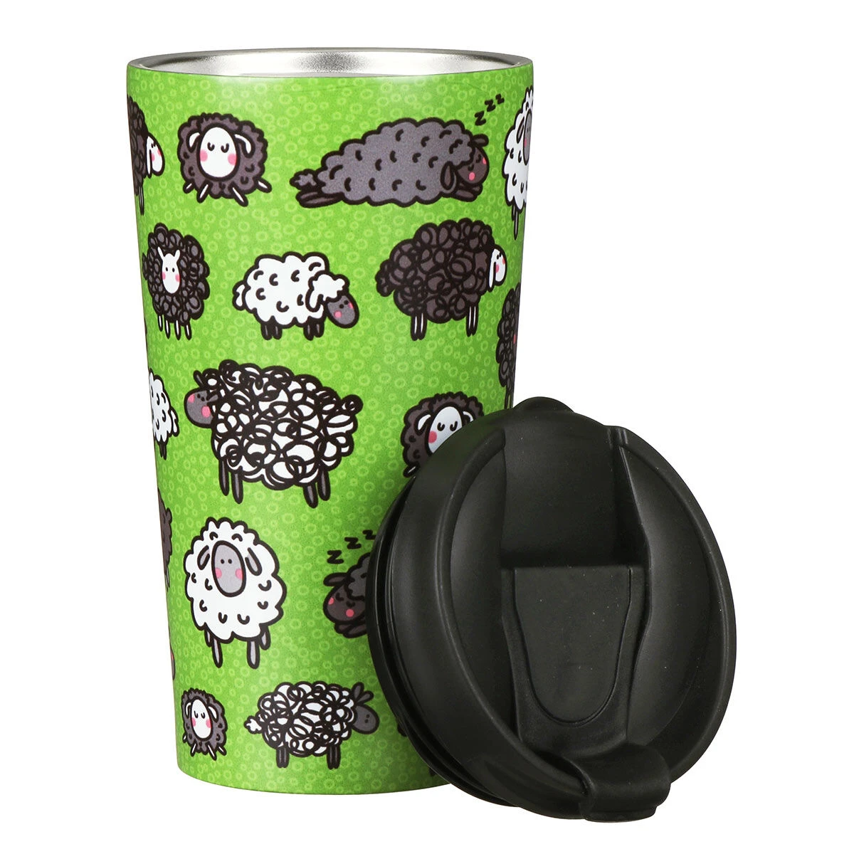 Eco Chic Green Sheep Stainless Steel Travel Coffee Cup 4 Eco Chic Green Sheep Stainless Steel Travel Coffee Cup - Image 2