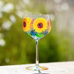 Lynsey Johnstone Hand Painted Sunflowers & Blue Wildflowers Gin Glass 8 Lynsey Johnstone Hand Painted Sunflowers & Blue Wildflowers Gin Glass -Yanke Home Shop lesser pavey lp49746 lynsey johnstone sunflowers blue wildflowers gin glass lifestyle