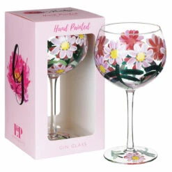 Lynsey Johnstone Hand Painted Daisies & Dragonflies Gin Glass