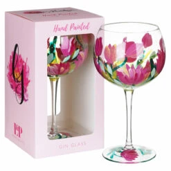 Lynsey Johnstone Hand Painted Pink Tulips Gin Glass