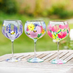 Lynsey Johnstone Hand Painted Pink Tulips Gin Glass -Yanke Home Shop lesser pavey lynsey johnstone gin glasses