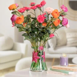 Lynsey Johnstone Hand Painted Lily Hourglass Vase -Yanke Home Shop lesser and pavey lp48328 lily lynsey johnstone vase lifestyle 3