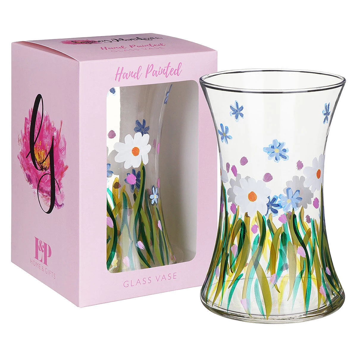 Lynsey Johnstone Hand Painted Dainty Daisies Hourglass Vase 3 Lynsey Johnstone Hand Painted Dainty Daisies Hourglass Vase