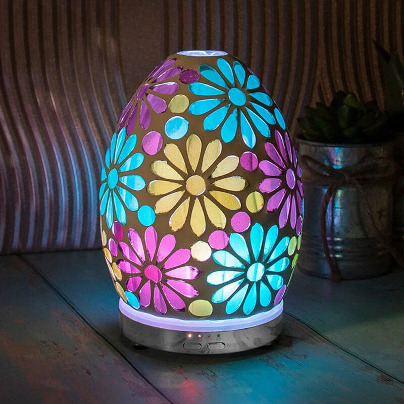 Desire Blue Flower Mosaic Egg Colour Changing Aroma Humidifier 2 Desire Blue Flower Mosaic Egg Colour Changing Aroma Humidifier