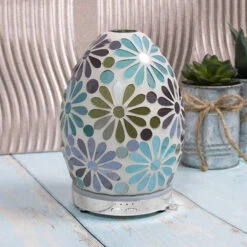 Desire Blue Flower Mosaic Egg Colour Changing Aroma Humidifier 7 Desire Blue Flower Mosaic Egg Colour Changing Aroma Humidifier -Yanke Home Shop lesser and pavey lp47497 desire blue flower humidifier lifestyle 2