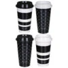 Kate Spade New York Black & White Stripe/Dot Set Of Four Travel Cups 1 Kate Spade New York Black & White Stripe/Dot Set Of Four Travel Cups -Yanke Home Shop lifeguard press 217049 kate spade travel cup set 1