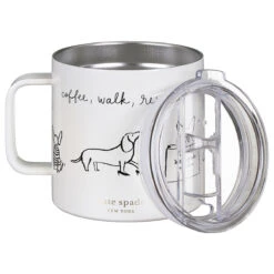 Kate Spade New York Dog Party Stainless Steel Travel Coffee Mug With Handle -Yanke Home Shop lifeguard press 222643 kate spade dog party stainless steel travel coffee mug 5