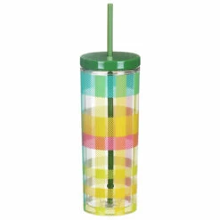 Kate Spade New York Garden Plaid Acrylic Tumbler With Straw