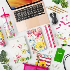 Kate Spade New York Dragonflies And Tulips Acrylic Tumbler With Straw -Yanke Home Shop lifeguard press kate spade dragonflies and tulips lifestyle 1 3