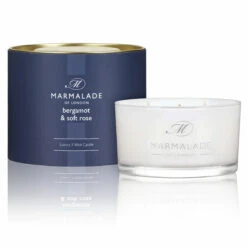 Marmalade Of London Bergamot & Soft Rose 400g 3 Wick Glass Soy Candle