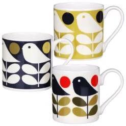 Orla Kiely Set Of 3 Early Bird Large Mugs