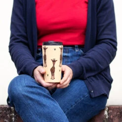 Eco Chic Beige Giraffe Stainless Steel Travel Coffee Cup -Yanke Home Shop n26 eco chic beige giraffe stainless steel travel coffee cup lifestyle 1