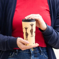 Eco Chic Beige Giraffe Stainless Steel Travel Coffee Cup -Yanke Home Shop n26 eco chic beige giraffe stainless steel travel coffee cup lifestyle 2