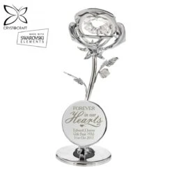 Personalised ‘Forever In Our Hearts’ Crystocraft Rose Ornament -Yanke Home Shop p0104k43 pmc personalised forever in our hearts crystocraft rose ornament 1