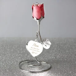 Personalised Swirls & Heart Pink Rose Bud Ornament -Yanke Home Shop p0104m00 2
