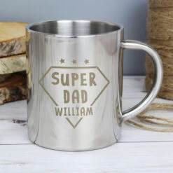 Personalised Super Dad Stainless Steel Mug -Yanke Home Shop p0104m27 personalised super dad stainless steel mug 4