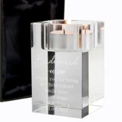 Personalised Leaf Glass Tea Light Holder -Yanke Home Shop p0107g47 personalised leaf free text glass tea light holder 2