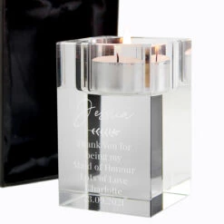 Personalised Leaf Glass Tea Light Holder -Yanke Home Shop p0107g47 personalised leaf free text glass tea light holder 6