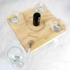 Personalised ‘Time For Wine’ Four Wine Glass Holder & Bottle Holder -Yanke Home Shop p0111c96 pmc personalised four wine glass holder and bottle holder 4