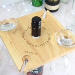 Personalised ‘Time For Wine’ Four Wine Glass Holder & Bottle Holder -Yanke Home Shop p0111c96 pmc personalised four wine glass holder and bottle holder 5