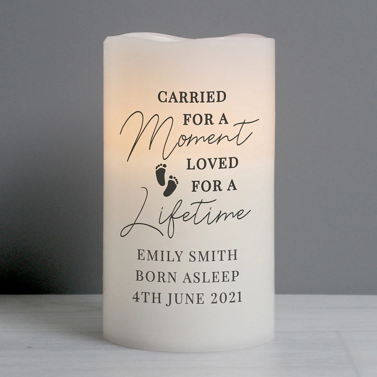 Personalised Carried For A Moment LED Candle 3 Personalised Carried For A Moment LED Candle