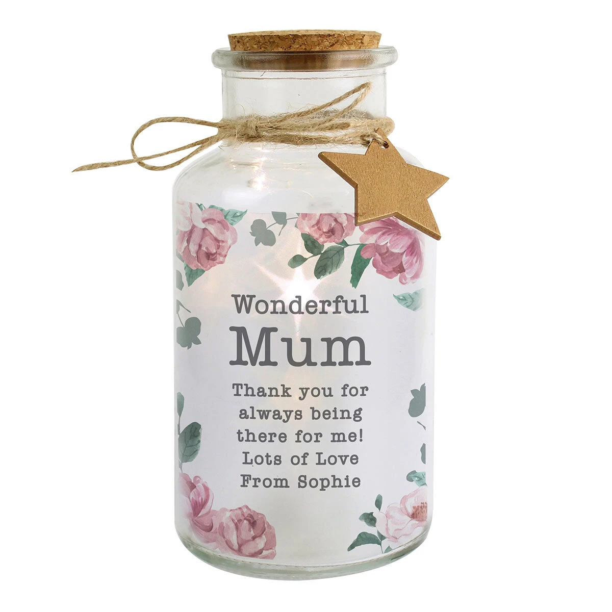 Personalised Floral Watercolour LED Glass Jar 4 Personalised Floral Watercolour LED Glass Jar - Image 2
