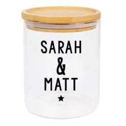 Personalised Glass Jar -Yanke Home Shop p1007d79 personalised free text glass jar with bamboo 1