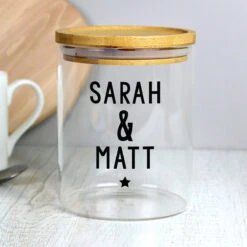 Personalised Glass Jar -Yanke Home Shop p1007d79 personalised free text glass jar with bamboo 5