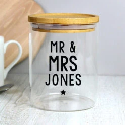 Personalised Glass Jar -Yanke Home Shop p1007d79 personalised free text glass jar with bamboo 7
