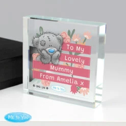 Me To You Personalised Floral Large Crystal Token -Yanke Home Shop p1007e11 personalised me to you floral large crystal token 2