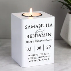 Personalised Couples White Wooden Tealight Holder 10 Personalised Couples White Wooden Tealight Holder -Yanke Home Shop p1011f45 pmc personalised couples white wooden tealight holder 3