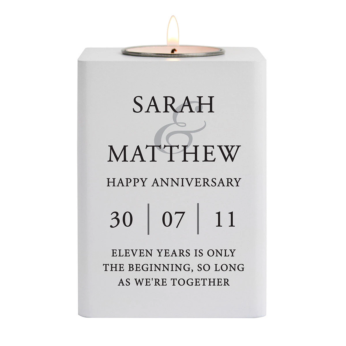 Personalised Couples White Wooden Tealight Holder 5 Personalised Couples White Wooden Tealight Holder - Image 3
