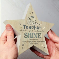 Personalised ‘My Star Teacher’ Rustic Wooden Star Decoration 11 Personalised ‘My Star Teacher’ Rustic Wooden Star Decoration -Yanke Home Shop p1011f71
