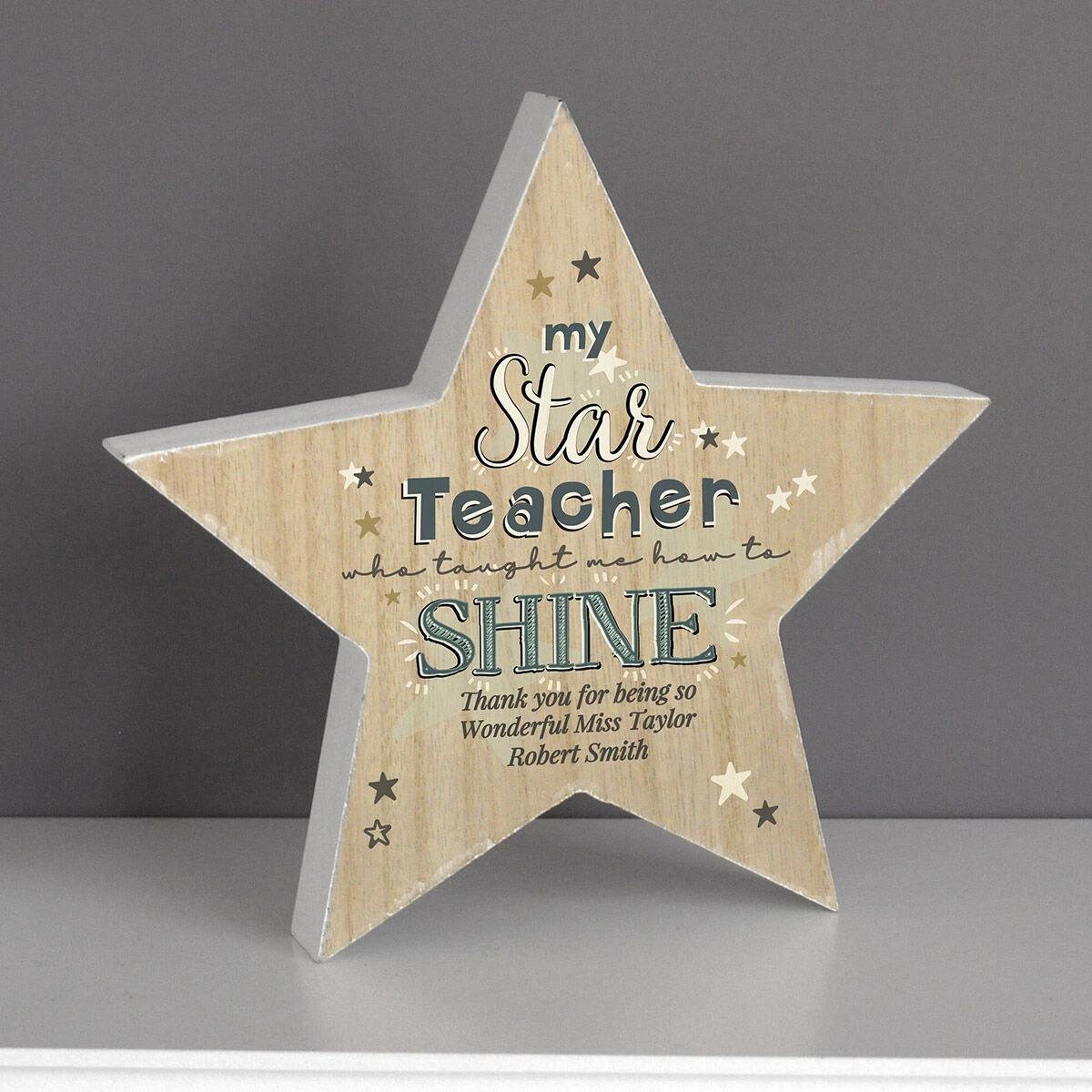Personalised ‘My Star Teacher’ Rustic Wooden Star Decoration 4 Personalised ‘My Star Teacher’ Rustic Wooden Star Decoration - Image 2