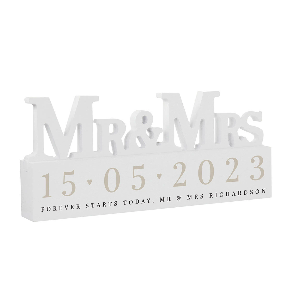 Personalised Big Date Wooden Mr & Mrs Ornament 5 Personalised Big Date Wooden Mr & Mrs Ornament - Image 3