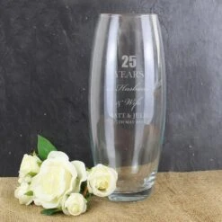 Personalised Anniversary Glass Bullet Vase -Yanke Home Shop personalised memento company p0107e81 anniversary bullet vase 3