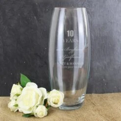 Personalised Anniversary Glass Bullet Vase -Yanke Home Shop personalised memento company p0107e81 anniversary bullet vase 4