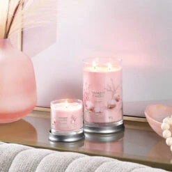 Yankee Candle Pink Sands Signature Large Tumbler Candle -Yanke Home Shop pink sands signature collection lifestyle 1