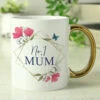 Personalised Geometric Floral Gold Handle Mug -Yanke Home Shop pmc personalised p0805n44 geometic floral gold handle mug 01