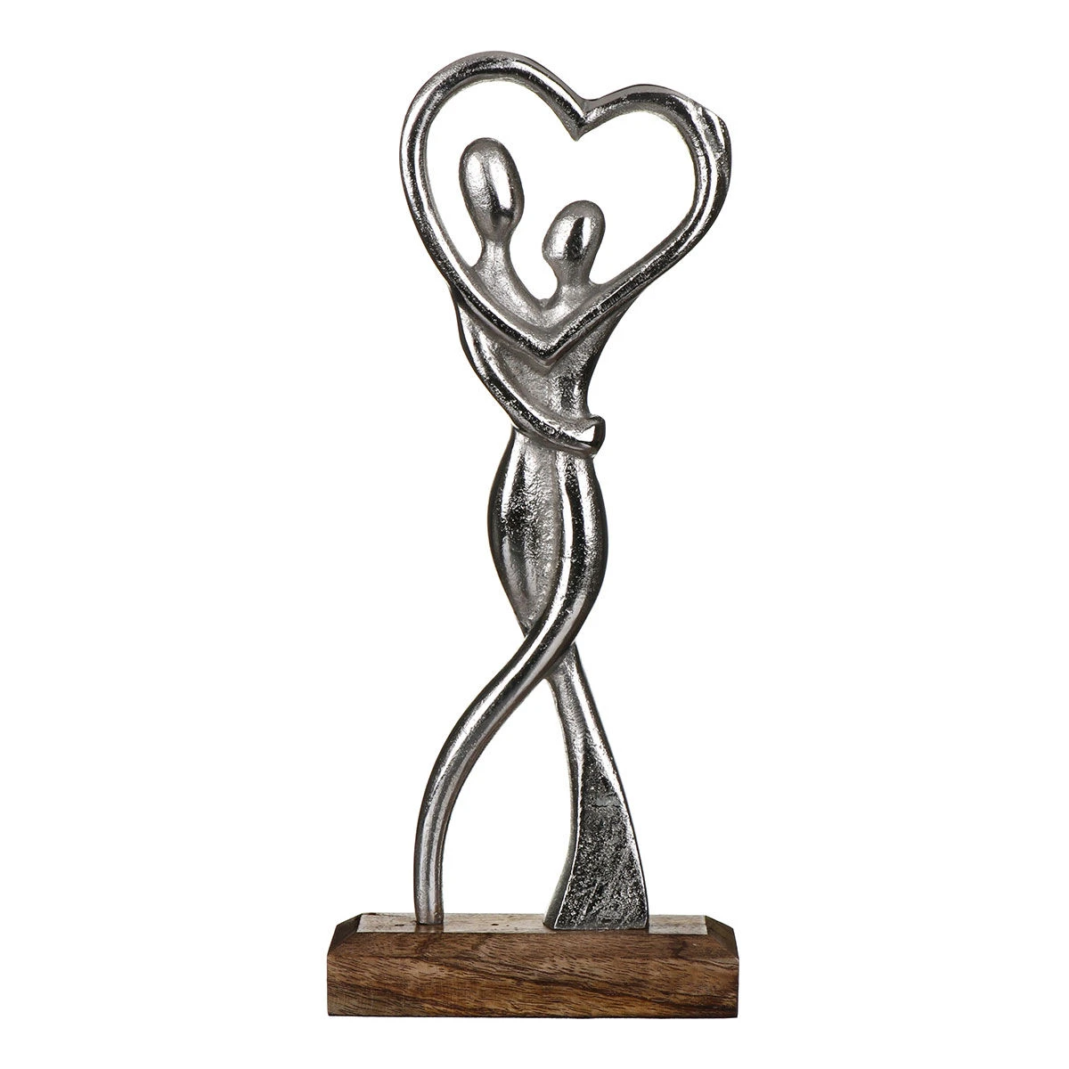 Transomnia Silver Metal Dancing Couple On Wooden Base Decoration 4 Transomnia Silver Metal Dancing Couple On Wooden Base Decoration - Image 2