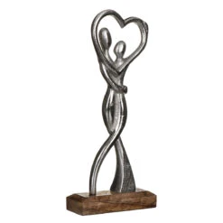 Transomnia Silver Metal Dancing Couple On Wooden Base Decoration 7 Transomnia Silver Metal Dancing Couple On Wooden Base Decoration -Yanke Home Shop transomnia decc705 dancing couple with heart on wooden base 2