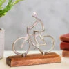 Transomnia Silver Metal Cyclist On Wooden Base Decoration -Yanke Home Shop transomnia decc715 silver metal cyclist on wooden base decoration lifestyle 1